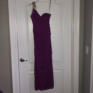 Fuchsia One Shoulder Floor Length Dress. Size 4